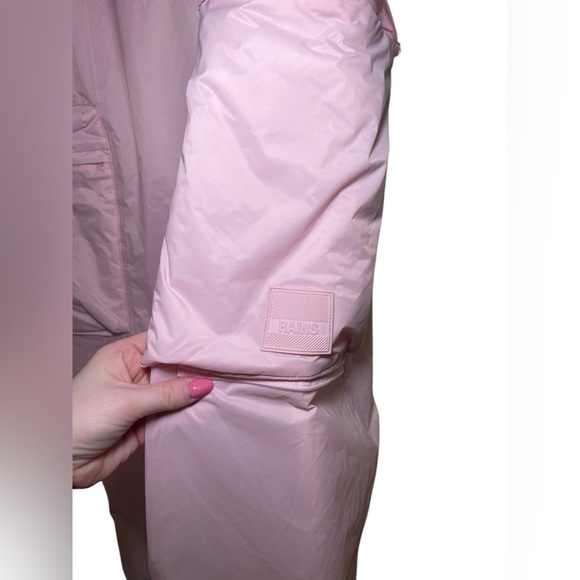 Rains Pink Show Padded Nylon Cargo Pants M | Wide Leg Utility Pants - Picture 5 of 6